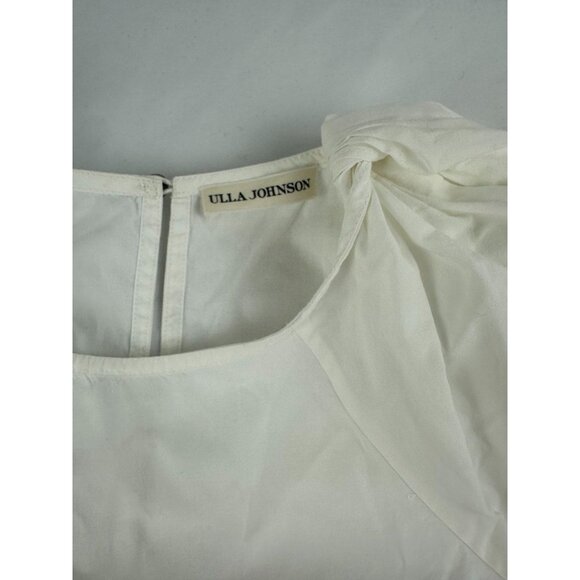 Ulla Johnson Puff Sleeve Top White Topstitched Cotton Size 2 - Picture 5 of 6